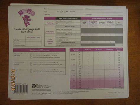 test protocol preschool language scale 4