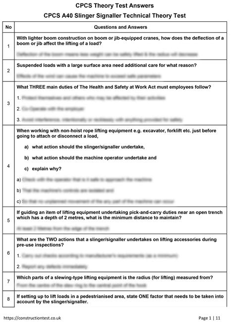 test questions answers for slinger signaller