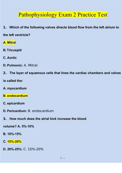 test questions for pathophysiology and pharmacology exams