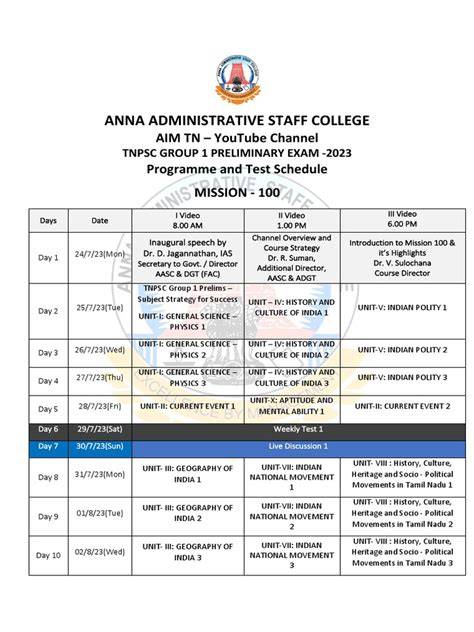 test schedule for tnpsc vao students