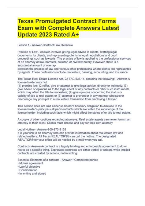 Test Texas Promulgated Contract Form Answer