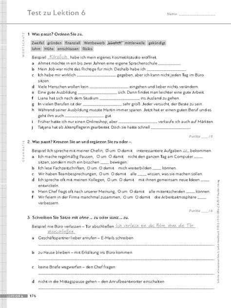 Test Zu Lektion 6 Schritte International 3
