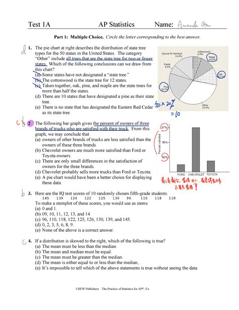 Full Download Test 1A Ap Statistics Answers 