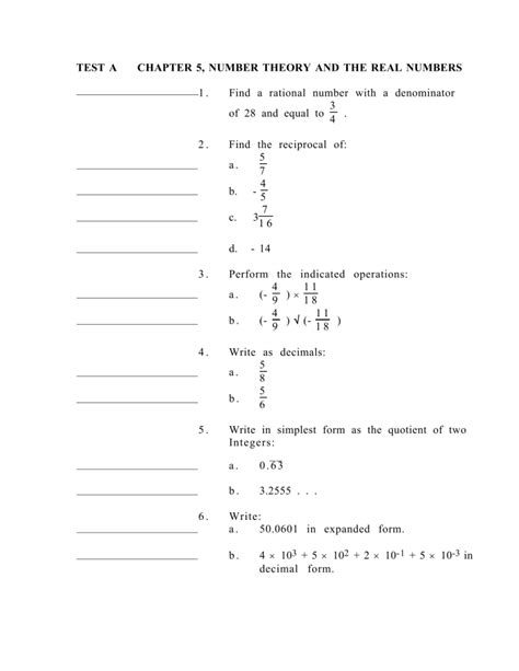 Read Test A Chapter 5 Number Theory And The Real Numbers 