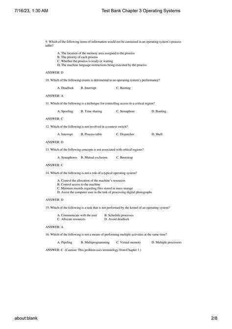 Read Online Test Bank Chapter 3 Operating Systems 
