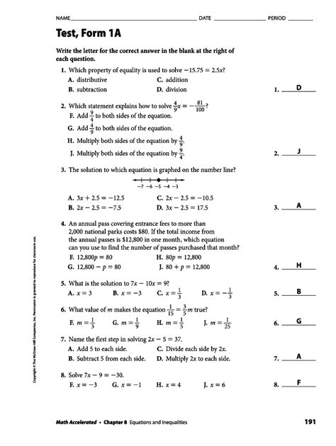 Download Test Form 3A Answers 
