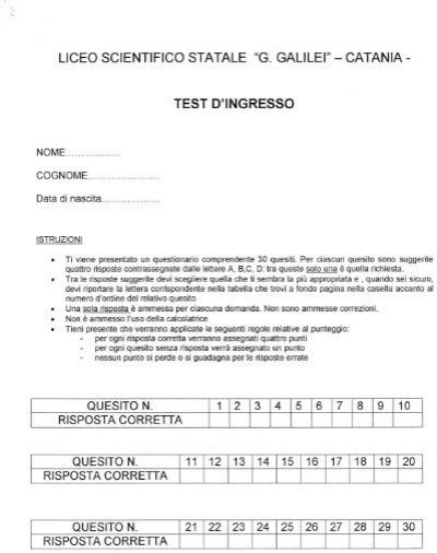 Full Download Test Scienze 2008 Liceo Scientifico Galilei Catania 