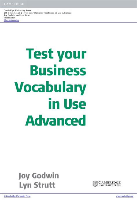 Full Download Test Your Business Vocabulary In Use Advanced Pdf 