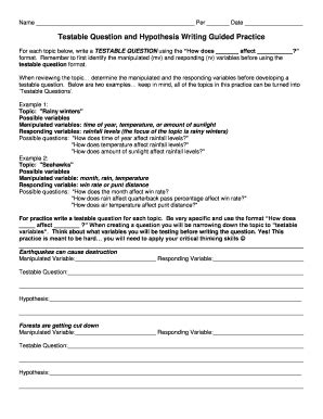 Read Testable Question And Hypothesis Writing Guided Practice 