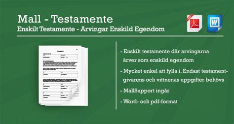 testamente arv enskild egendom
