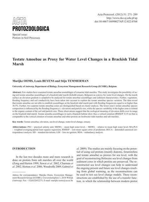 Testate Amoebae As A Proxy For Reconstructing Holocene