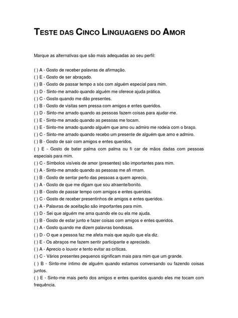Teste Da Linguagem Do Amor