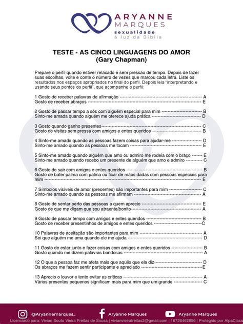 Teste Das 5 Linguagens Do Amor