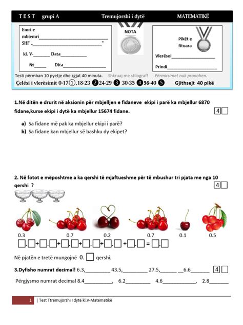 Teste Matematike Klasa 5