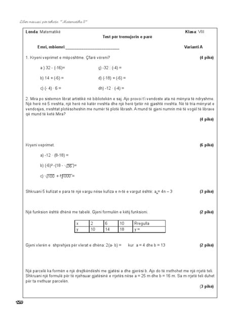 Testet Matematikes 8