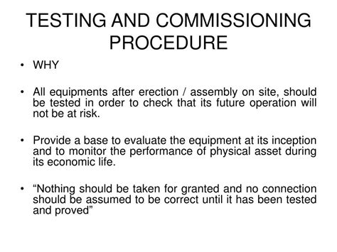 Testing And Commissioning Procedure For Electrical Free