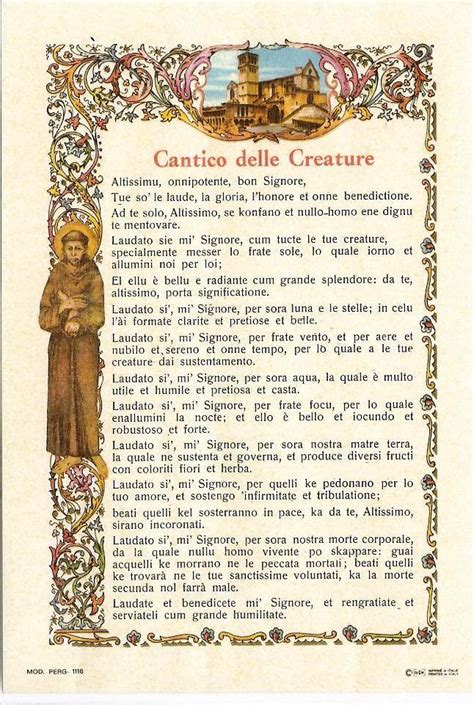Testo Cantico Creature