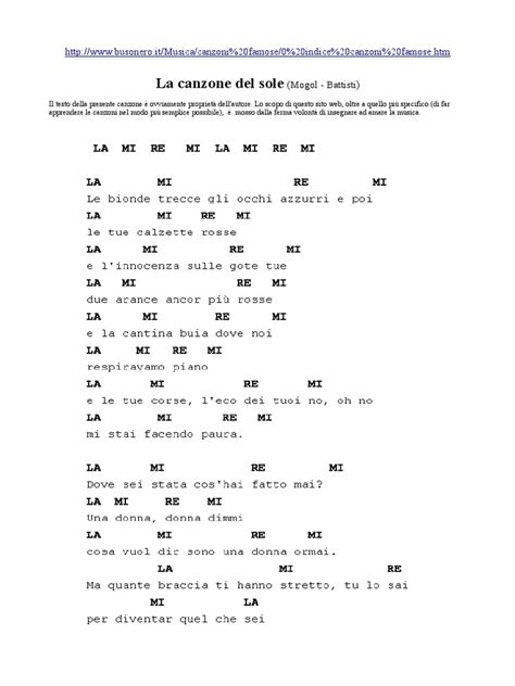 Testo Della Canzone Del Sole