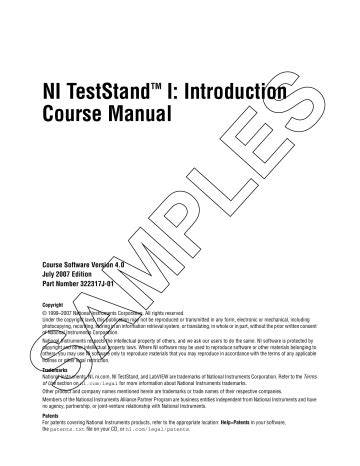 teststand course manual