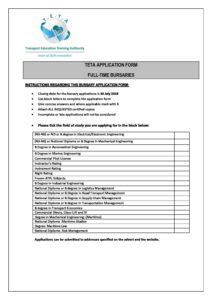 Teta Bursaries Application Forms