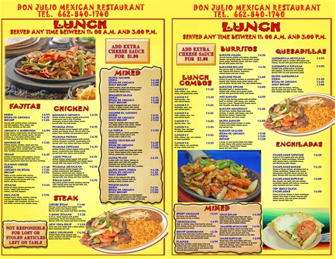 tex mex menu