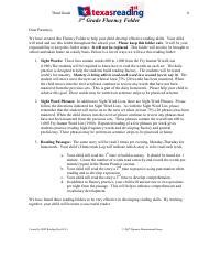 Texas 3rd Fluency Folder 3rd Grade