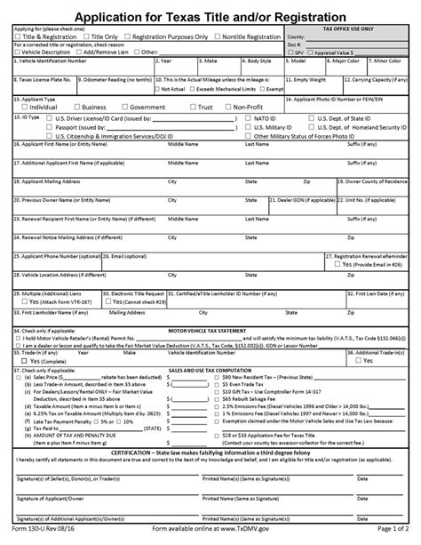 texas application for title