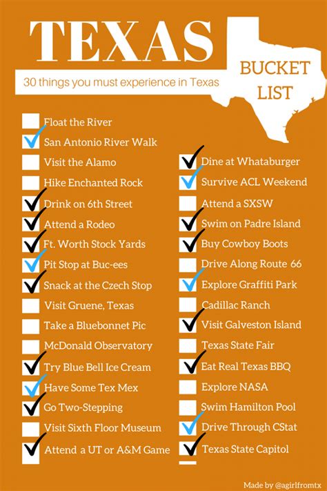 texas bucket list