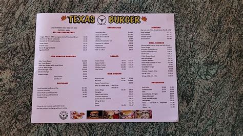 texas burger menu