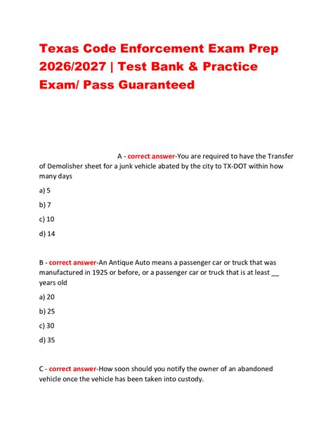 Texas Code Enforcement Practice Test