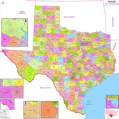 texas county map with zip codes
