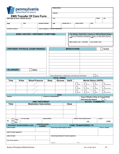 texas ems patient care forms