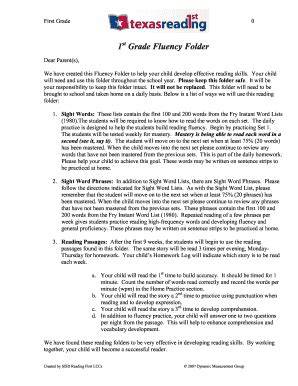 texas first fluency folders kindergarten