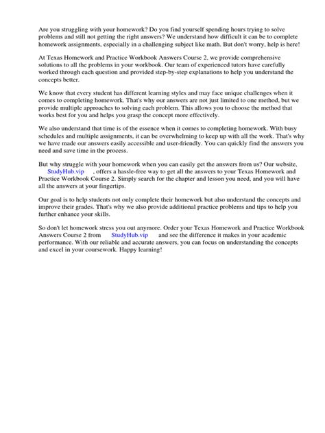 Texas Homework And Practice Workbook Answers