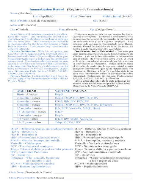 texas immunization records