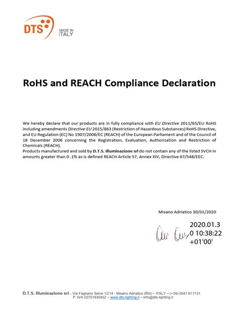 texas instruments rohs reach declaration