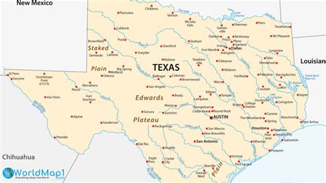 texas map with towns