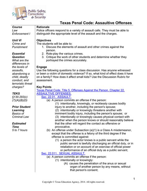 texas penal code assault