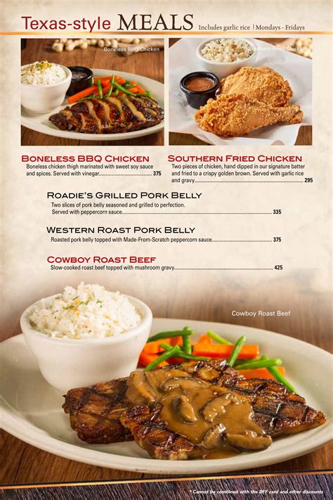 texas road menu