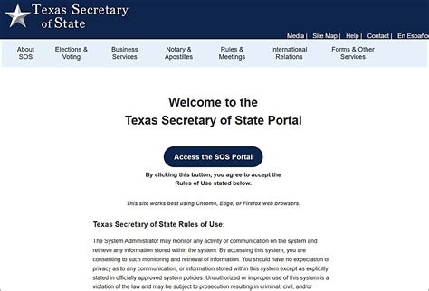 texas sos website