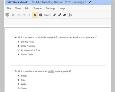 texas staar sample questions