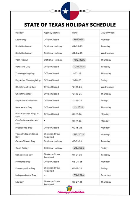 texas state schedule