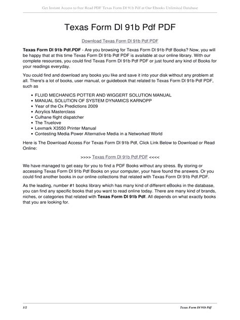 Full Download Texas Form Dl 91B Pdf 