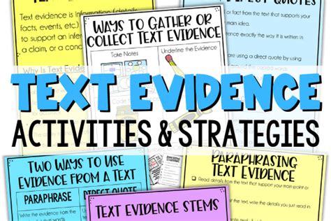 Text Evidence Activities And Strategies Tips For Teaching Using Textual Evidence Worksheet - Using Textual Evidence Worksheet