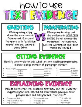Text Evidence Definition