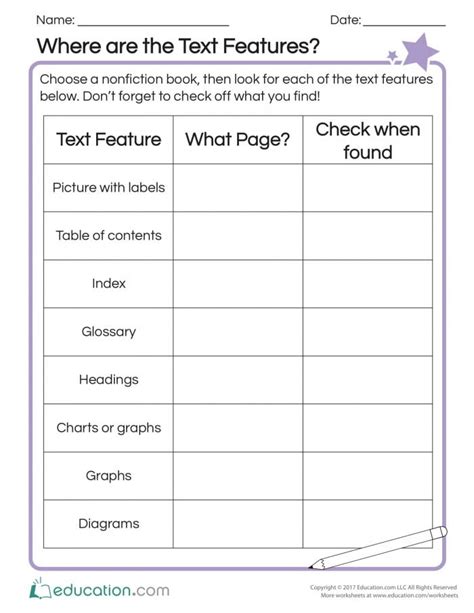 Text Features 2nd Grade Worksheet