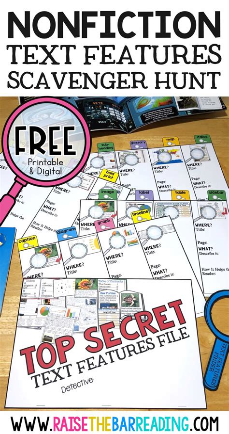 Text Features Worksheets Free Printable Scavenger Hunt Activity Using Text Features Worksheet - Using Text Features Worksheet