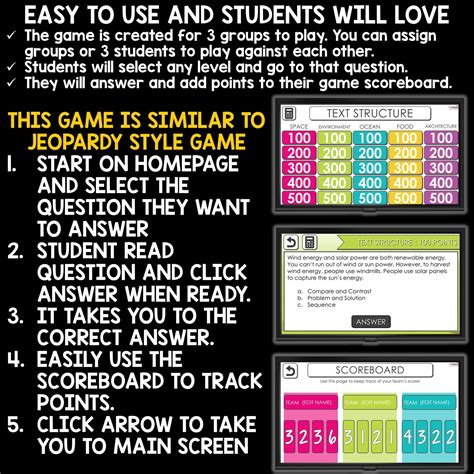 Text Structure Jeopardy 3rd Grade