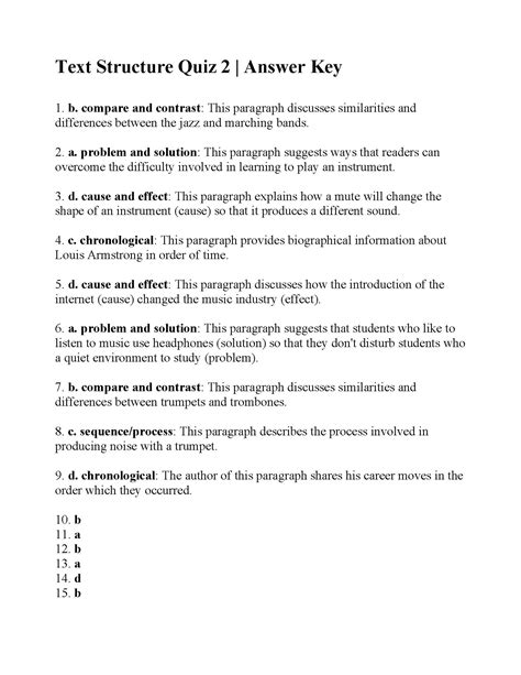 Text Structure Questions For Tests And Worksheets Text Structure 2 Worksheet Answers - Text Structure 2 Worksheet Answers