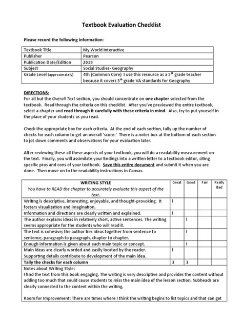 Textbook Evaluation Instrument Based On The Actfl Standards